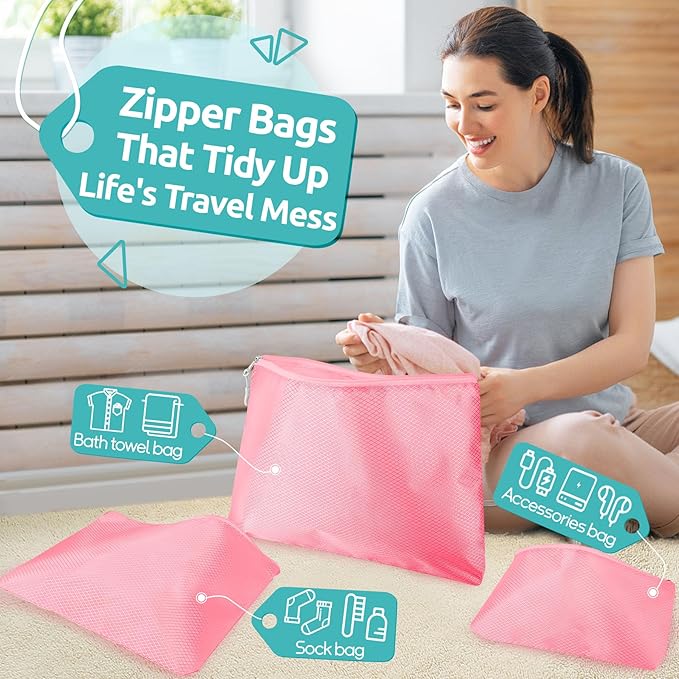 ALL INCLUDED - 12 Set Packing Cubes for Suitcases Carry On, Travel Essentials/Accessories Luggage Organizer Bags Set, Includes Cubes, Shoes Bag, Matte Cosmetic Bag, Zipper Bags