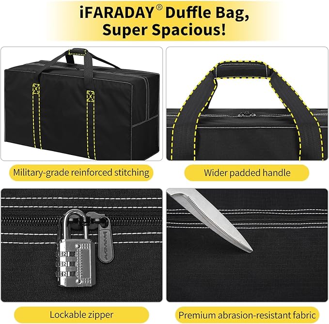130L Extra Large Travel Duffle Bag - Heavy Duty Water Resistant Luggage for Camping, Sports & Moving - 35 inch Foldable Gear Bag (Black)