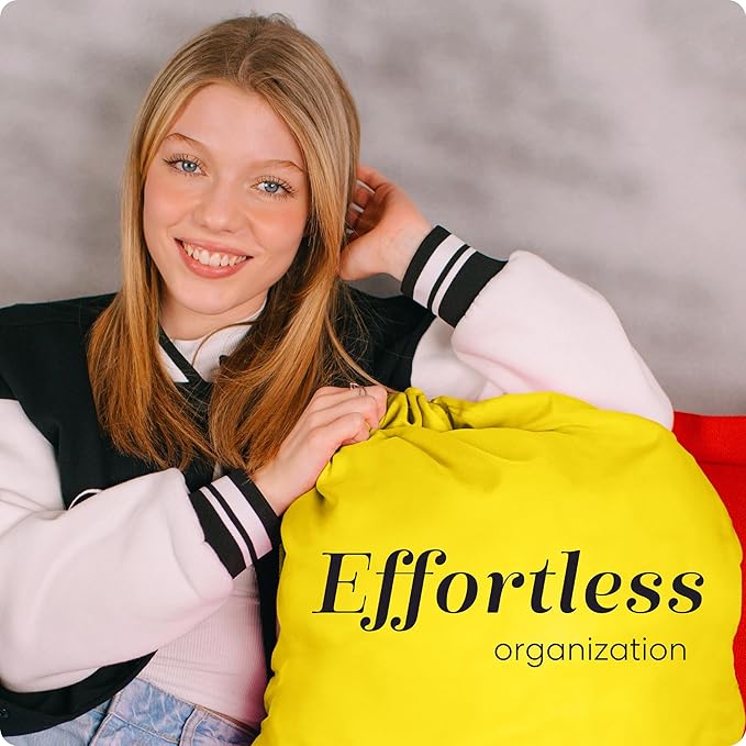 Nylon Laundry Bag - Locking Drawstring Closure and Machine Washable. These Bags will Fit a Laundry Basket or Hamper and Strong Enough to Carry up to Three Loads of Clothes. (Yellow)