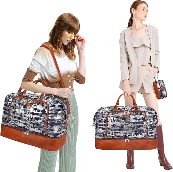 Travel Weekender Bag for Women, 21" Overnight Bag with Shoe Compartment 50L Large Travel Duffel Bag Carry On Tote for Weekend, Overnight, Business Trips, Water Resistant