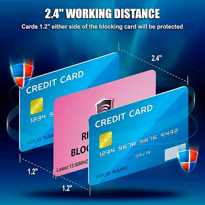 SaiTech IT 5 Pack RFID Blocking Cards Protect Your Entire Wallet, Purse, and Cards from NFC Contactless Theft Wallet for Men & Women - Pink