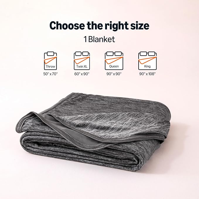 Amazon Basics Cooling Blanket for Hot Sleepers, Reversible Lightweight Thin Throw Blanket for Bed, Couch and Sofa, Twin XL (60" x 90"), Dark Gray