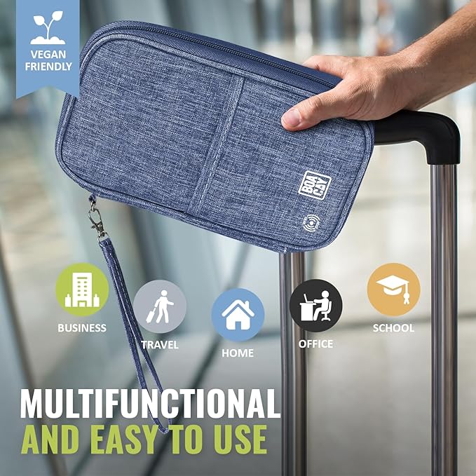 BOACAY Travel Document Organizer with RFID, Family Passport Holder, Wallet for Women & Men, Portable & Waterproof Case for Cards, Boarding Pass, Money
