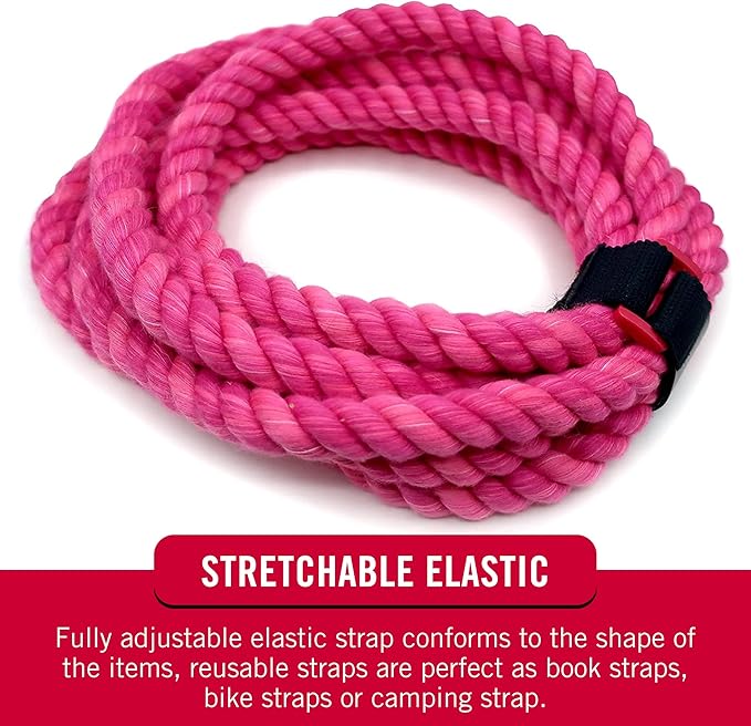 VELCRO Brand VEL-30791-AMS Elastic Cinch Straps with Buckle | 8in x 1in, Pk of 4 | Fully Adjustable and Stretch for Snug Fit | for Fastening Power Cords, Ropes, Organizing Cables, More | Black