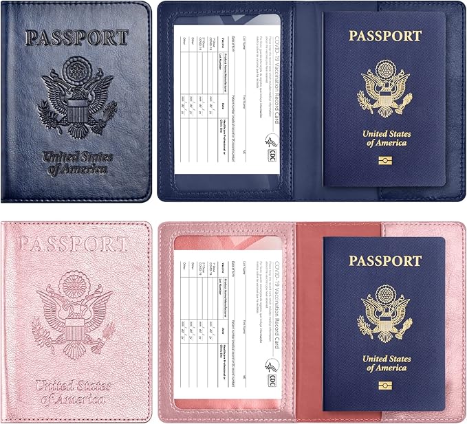 Eoehro Passport Holder for Travel Essentials-2Pack, Passport Wallet Cover Case for Travel Must Haves Accessories,Passport Book Holders for Women and Men