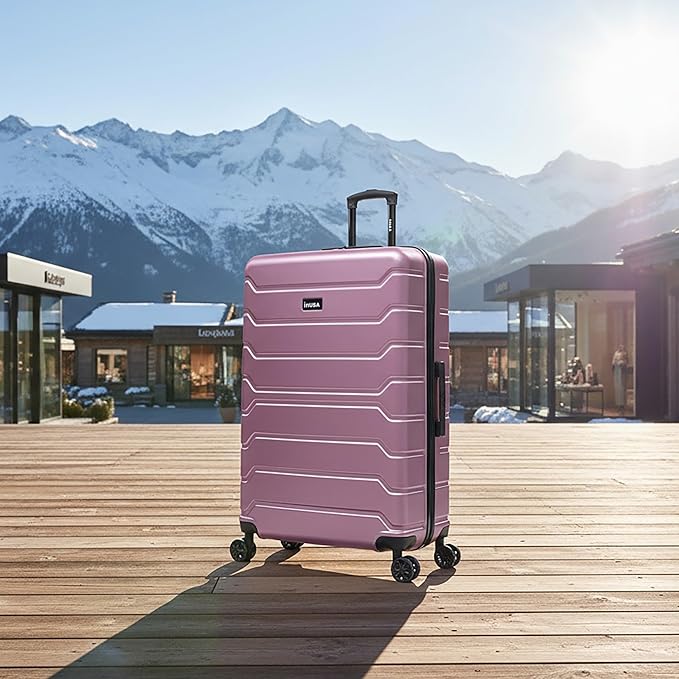 InUSA TREND Luggage with Spinner Wheels | Durable lightweight Hardside Suitcase, Travel Bag with Handle and Trolley | 32-inch Extra-Large Checked luggage | Rose Gold