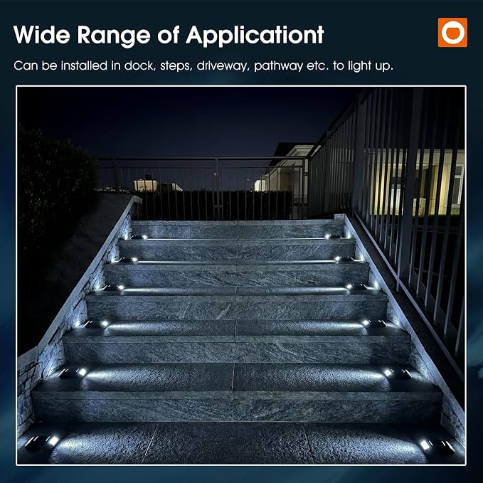 addlon Solar Dock Lights Marine 12 Pack, Driveway Marker Deck Lights, IP67 | Blue Light & Cool White 2CCT, Outdoor Solar Powered Deck Light for Pathway, Warning, Step, Sidewalk, Patio, FCC