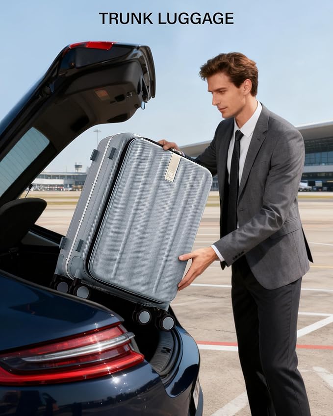 Hanke 26 Inch Large Checked Luggage PC Hard Shell Luggage Top Opening Travel Luggage Suitcases with Wheels for Woman Men.(Grey)