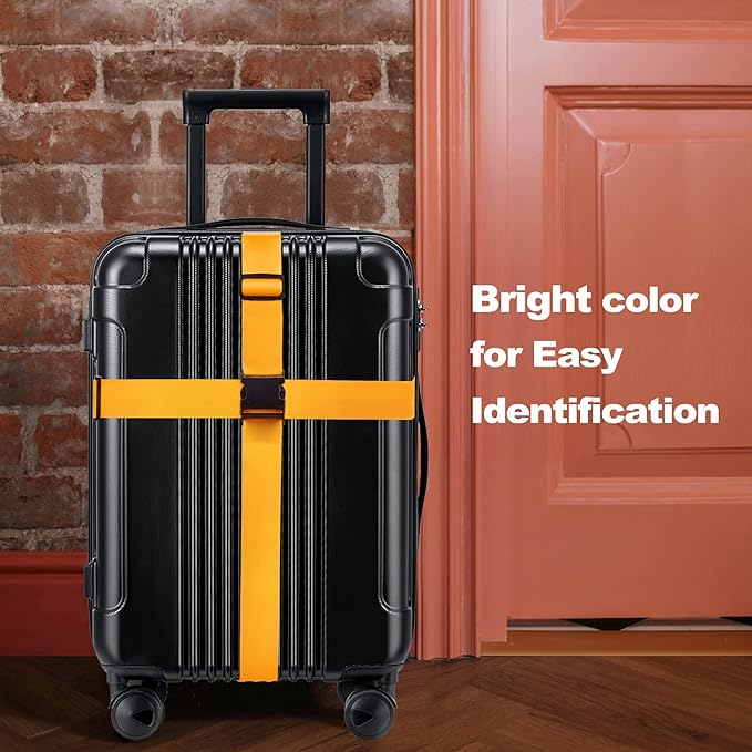 Luggage Straps for Suitcases TSA Approved Travel Belt 8 Pack by Chelmon (Yellow)