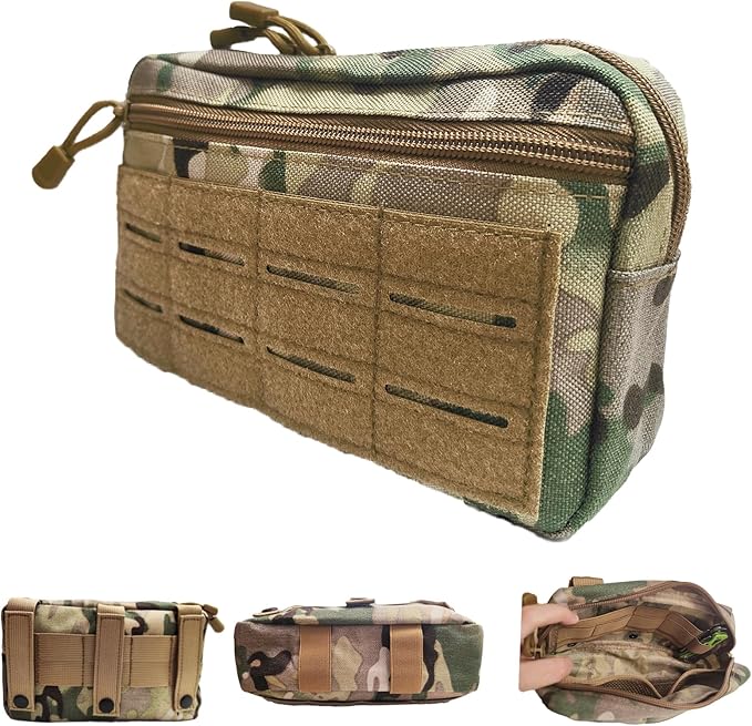 Tactical Molle Admin Pouch, Multi-Purpose Laser-Cut EDC Military Tool Pouch Bag Utility Hygiene Bag for Outdoor, Hunting, Traveling, Hiking