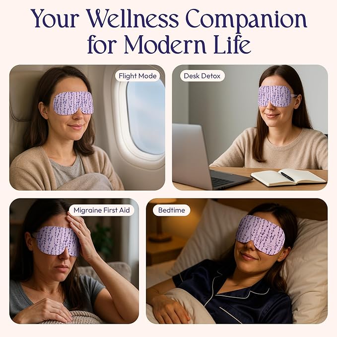 Fomin Self Heating Eye Mask- 6 Pack - Variety Pack Heated Eye Mask Warm Compress for Eyes, Disposable Self Heating Steam Mask for Home, Sleep, Spa, Relaxation & Valentine's Day Gifts for Women