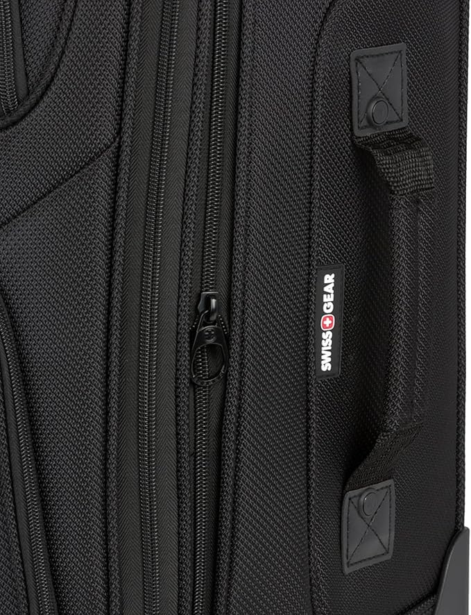 SWISSGEAR Sion Softside Expandable Spinner Luggage Durable Lightweight Travel Suitcase, Black, 3-Piece Set (21/25/29)