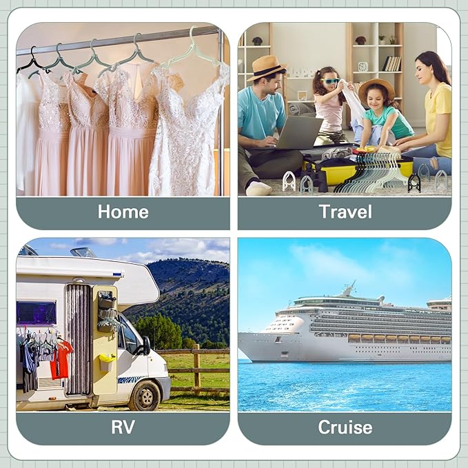 Teenyyou 15 Pcs Travel Hangers Cruise Ship Essentials Foldable Portable Plastic Vacation Hangers Non Slip Clothes Drying Rack Travel Accessories for Dormitory School Hotel Laundry (Vintage Color)