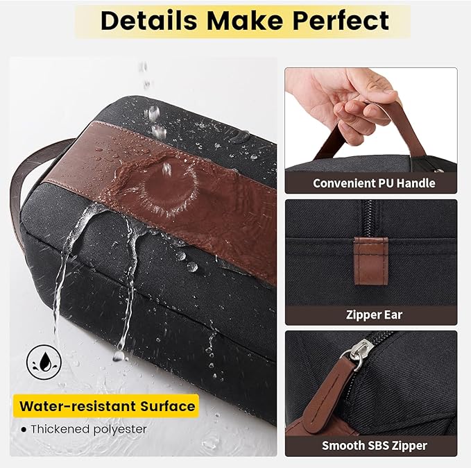 Vorspack Toiletry Bag for Men - Water Resistant Travel Bag for Toiletries, Accessories, Travel Essentials, Gifts - Black (Pack of 4)