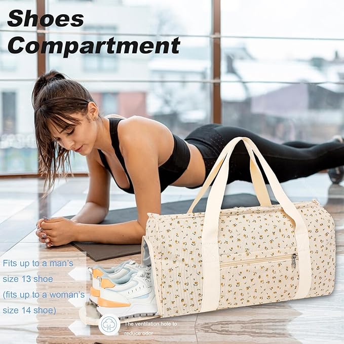 BTOOP Duffle Bag for Gym Sports Women Girls Workout Travel Bag Weekender with Shoe Compartment and Wet Pocket