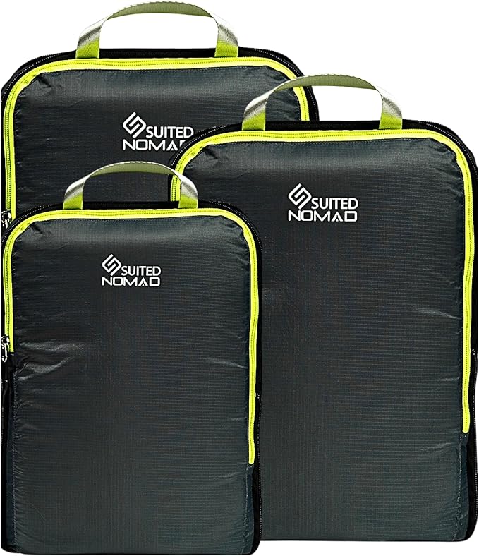 SUITEDNOMAD Ultralight Compression Packing Cubes Set, Suitcase and Backpack Travel Organizer Bags