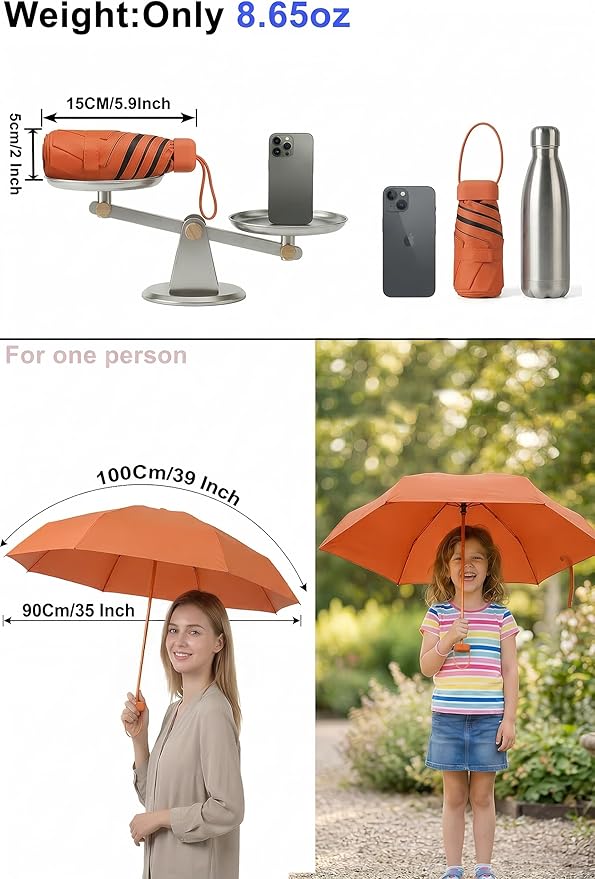 BAODINI Mini Travel Umbrella Small Compact UV Blocking Manual Open Close Portable Sun Protection for Women Kids and Men