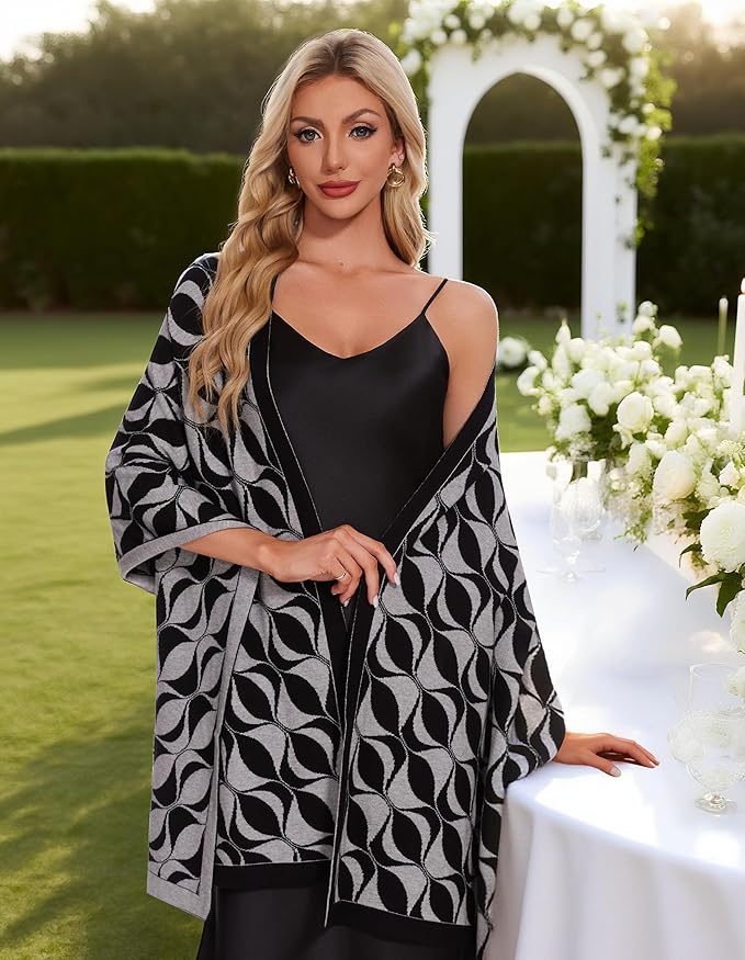 PULI Women's Pashmina Shawl Wraps for Evening Dress Large Scarf Blanket Long Wedding Bridal Winter Warm Shoulder Wrap