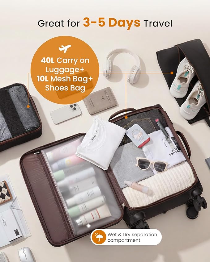 LOVEVOOK Carry On Luggage 22x14x9 Airline Approved