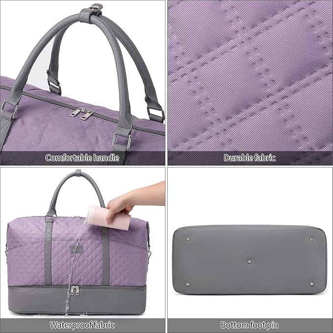 Weekender Bag, Large Travel Duffel Bag for Women, Carry on Overnight Bag with Shoe Compartment and Toiletry Bags