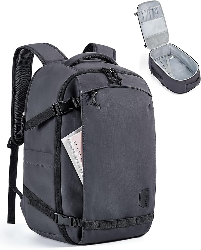 BAGSMART Travel Backpack Women, 15.6 Inch Carry On Backpack Flight Approved, TSA Approved Personal Item Travel Bag, Water Resistant Weekender Bag Luggage Daypack, Charcoal