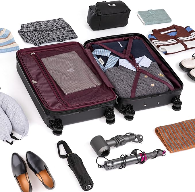Expandable Carry on Luggage Sets,Suitcases with Detachable Wheels Hardshell 22x14x9 Airline Approved,Lightweight Luggage Set with TSA Lock,Carry on Suitcase