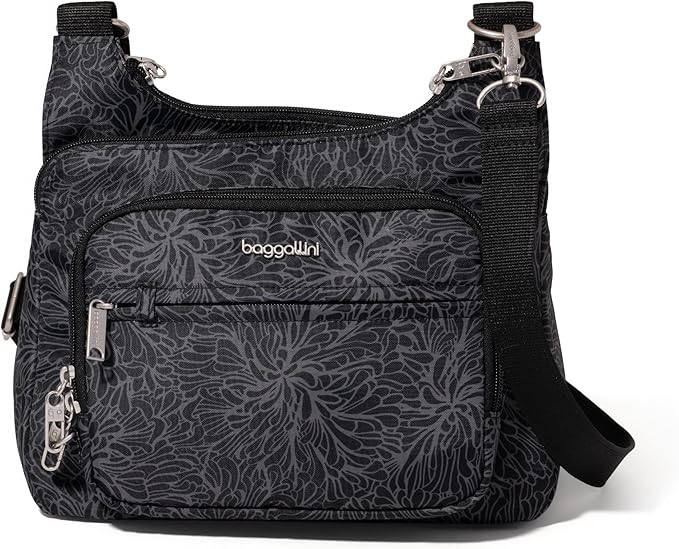Baggallini Securtex Anti-theft Crossover Crossbody Bag 11”w X 8.5”h, Rfid, Built-in Wallet, Locking Zippers