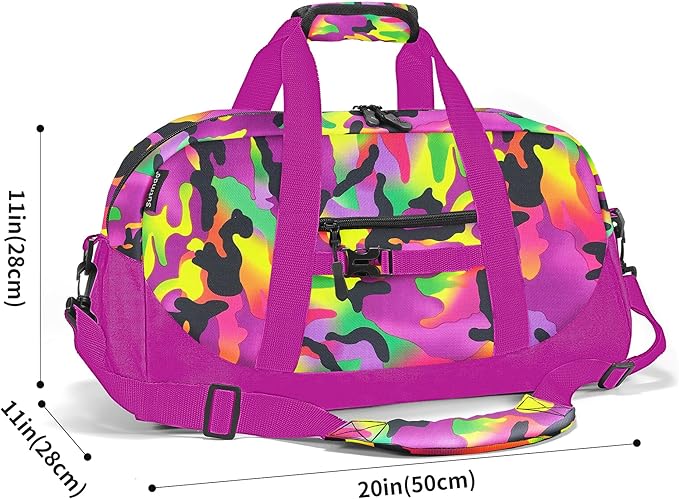 Stumdo Kids Overnighter Duffel Bags for kids, Carry-On Size & Ideal for School Practice or Overnight Travel Weekender Tote for Travel Gym Sport bag for Boys & Girls (11fghong)