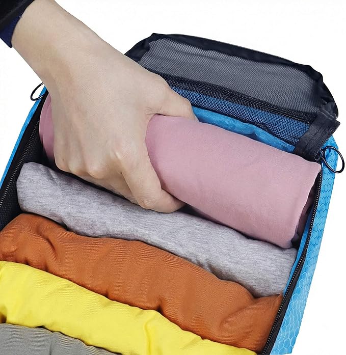 4-PACK Blue Organizer Cubes - Pack Luggage, Suitcase and Carry On Cubes