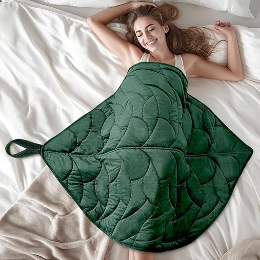 Weighted Lap Blanket 7 lbs 41" x 53"- Gifts for Mom Women Wife, Cozy Luxury Velvet Small Weighted Blankets,Portable Travel Blankets for Adults,All-Season Blanket Relaxation Gift, Green