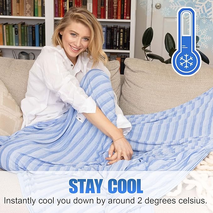 Ailemei Direct Cooling Blanket for Hot Sleepers, Double Sided Cold Effect, Queen Size Lightweight Breathable Summer Large Big Bed Blankets, Transfer Heat to Keep Body Cool Night Sweats, 90"x90"