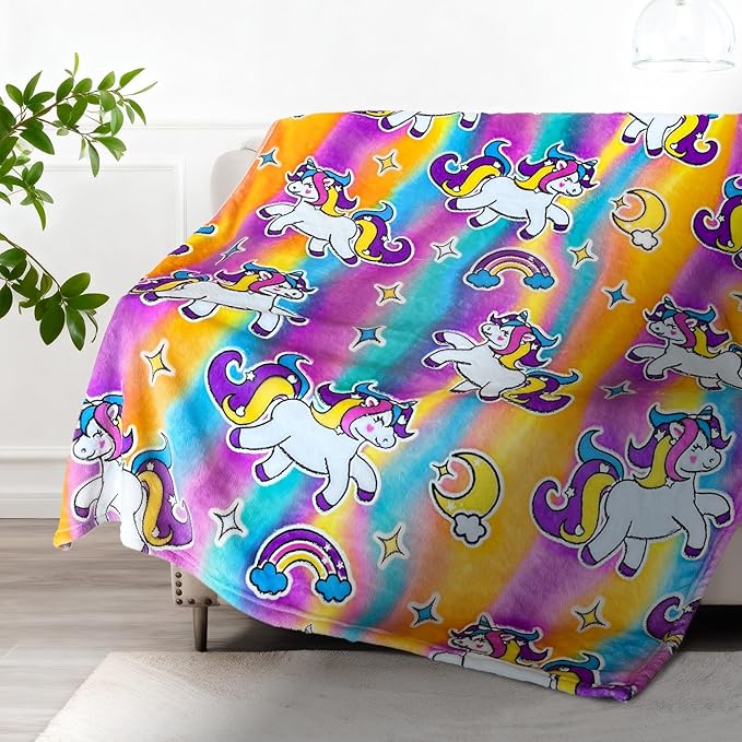 Unicorn Glow in The Dark Blanket, Unicorn Blanket for Girls/Kids, Unicorns Gifts for Girls Age 3-12, Toddler Blanket for Kids, Soft Fleece Blanket Throw Birthday Gift 50"x60"