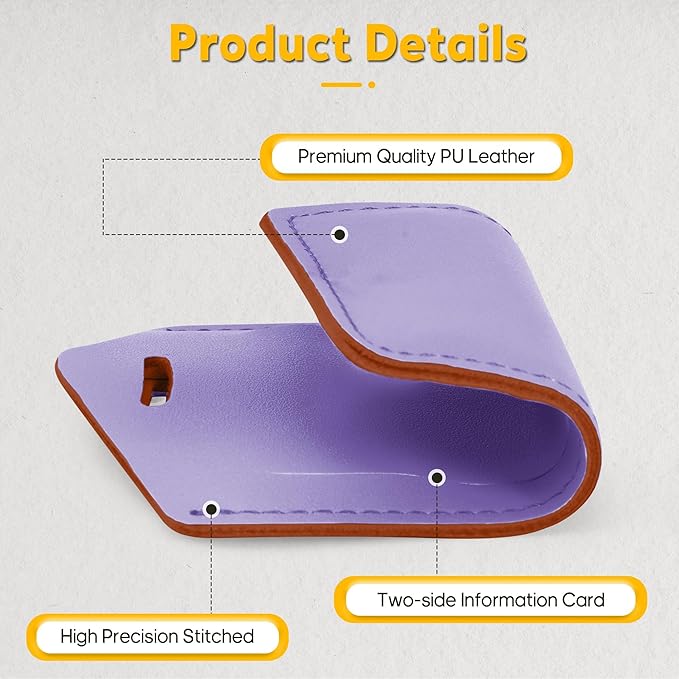 Travelambo Luggage Tags for Suitcases Faux Leather Privacy Protection 6 Pack Bag Tags Travel Accessories Essential, Classic Purple