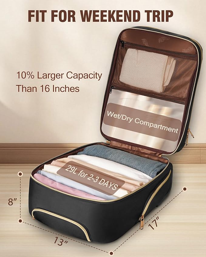Underseat Carry On Luggage with 2 Wheels, Airline Approved Personal Item Suitcase with Multiple Compartments, Lightweight Softside Under Seat Carry-on Suitcases for Women Travel Business, Black