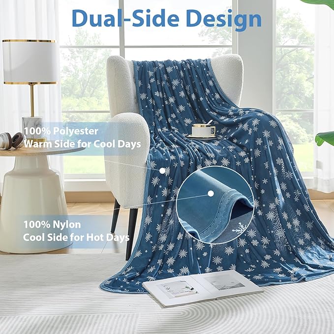OIGAE Cooling Blanket for Hot Sleepers - Soft & Lightweight Summer Cold Blanket for Night Sweats | Perfect for Bed, Couch, Sofa (Dark Blue, Throw 50'' x 70'')