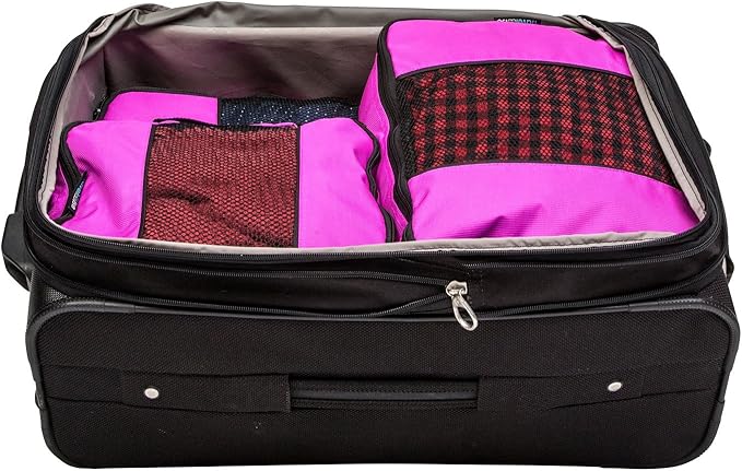 TravelWise Luggage Packing Organization Cubes 5 Pack, Pink, 2 Small, 2 Medium, 1 Large