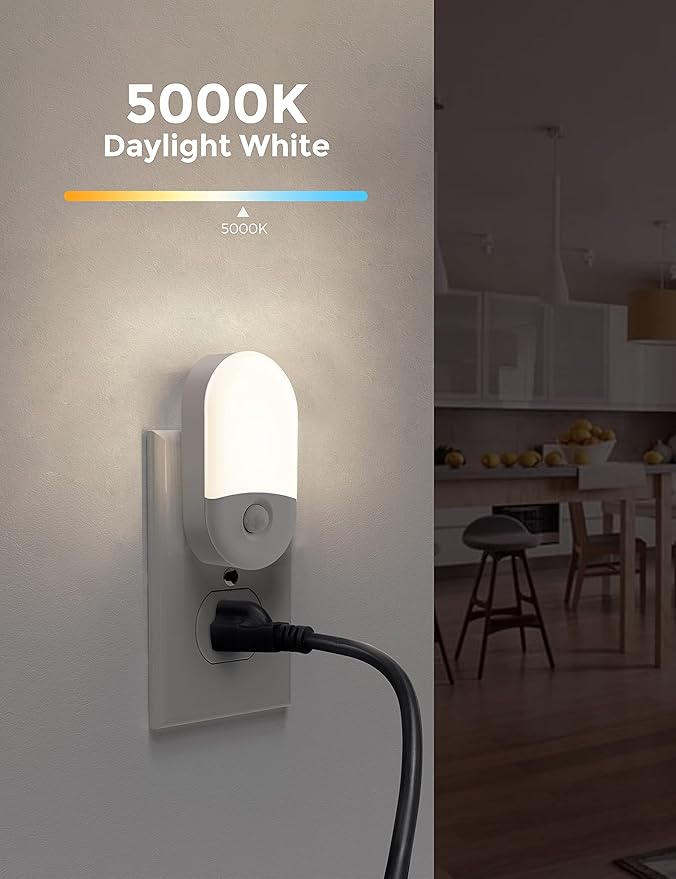 L LOHAS LED Motion Sensor Night Light,Bright Night Lights Plug into Wall,2P | Motion Activated Night Light, Daylight White, Motion Sensor Light Indoor Plug in,30/60LM,Nursery Kids Adults Bathroom Bedroom