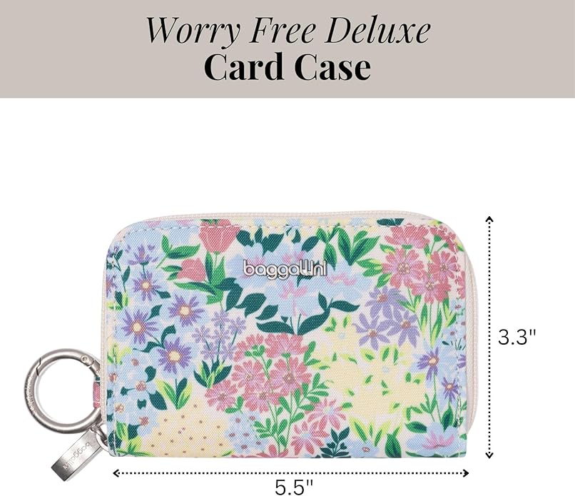 Baggallini Deluxe Card Case - Lightweight 5.5"x3.3" RFID Protected Womens Wallet Card Holder