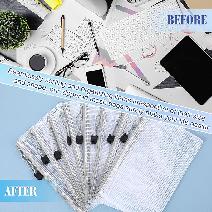 Jetec 32 Pcs Mesh Zipper Bags Toy Storage Bikini Organizer Bag Bolsas Para Guardar Trajes De Bano Waterproof Zipper Reusable Pouch Puzzle Multipurpose for Storage Office(Grey,7.5 x 5 Inch)
