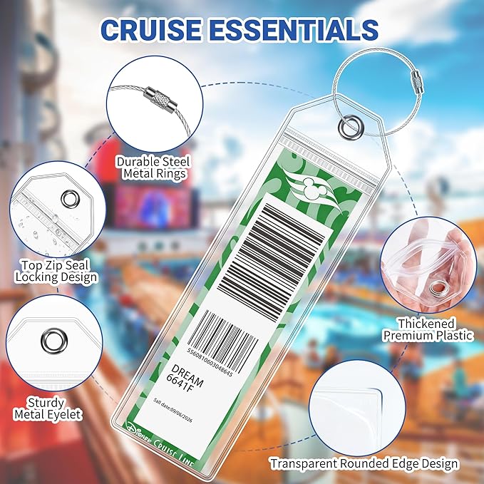 8 Pack DCL Cruise Luggage Tag Holder & Cruise Essentials for Dream, Fantasy, Magic, Wonder, Wish & Treasure 2025-2026 Cruise Must Have by SEAVILIA