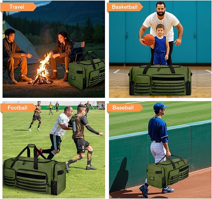 Goloni 130L Heavy Duty Large Duffle Equipment Bag,Catchers Gear Bag with Shoe Compartment,Baseball Duffle Bag