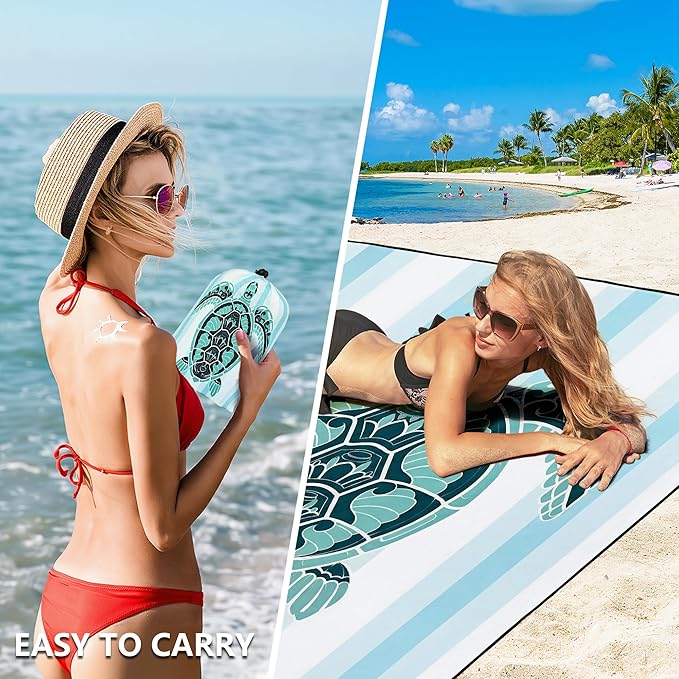 Beach Blanket Waterproof Sandproof Extra Large Beach Mat 79" X 83"/120"x108"for 1-8 Adults Quick Drying Durable Outdoor Picnic Mat for Beach Travel Camping Hiking