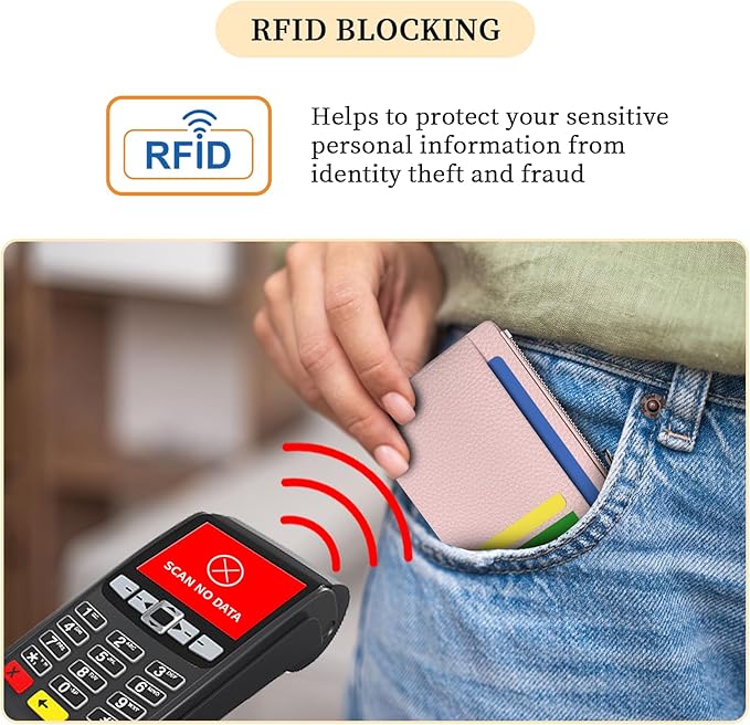 Hancynir Slim Wallet Women Credit Card Holder Minimalist PU Leather RFID Blocking Small Mini Card Case Front Pocket Thin Travel Zipper Coin Cash ID Window Ladies Female Wallet Gifts