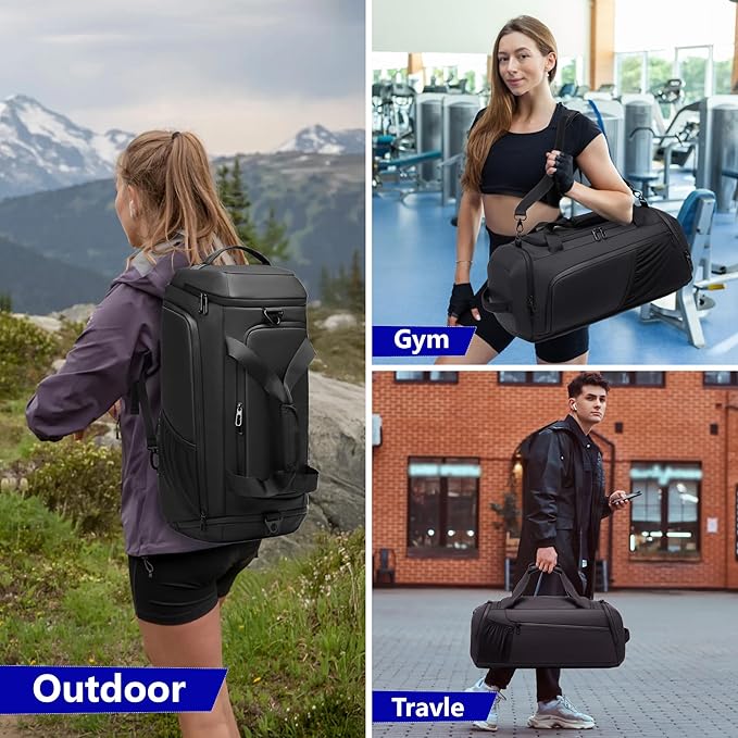 Gym Bag for Men with Shoes Compartment - 40L Duffle Bag for Travel with Wet Pocket & Laptop Compartment,Waterproof Carry On Sports Bags Gym Backpack with Water Bottle Holder