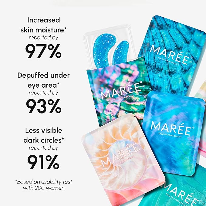 MAREE Eye Gels - Cooling Pads Under Eye Patches for Puffy Eyes and Dark Circles with Collagen & Hyaluronic Acid - Anti Wrinkles Under Eye Masks Skincare Treatment for Puffiness - Parches Para Ojeras