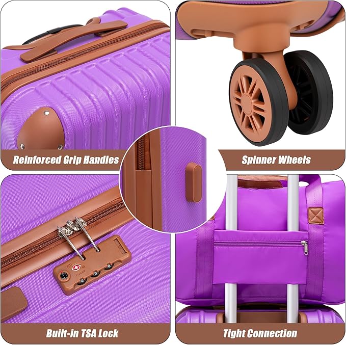 Luggage Sets 5 Piece Suitcases with Wheels, Suitcase Set ABS Hard Case Luggage with TSA Lock Spinner Wheels Durable Travel Luggage