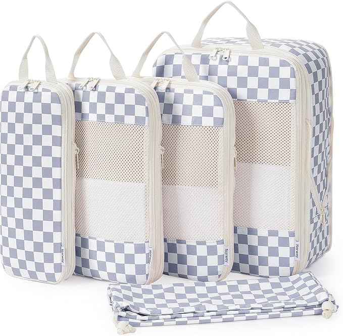 Narwey 6 Set/5 Set Compression Packing Cubes for Travel Kids Women Carry on, Packing Organizers Bag for Backpack Luggage Suitcase Duffle Bags