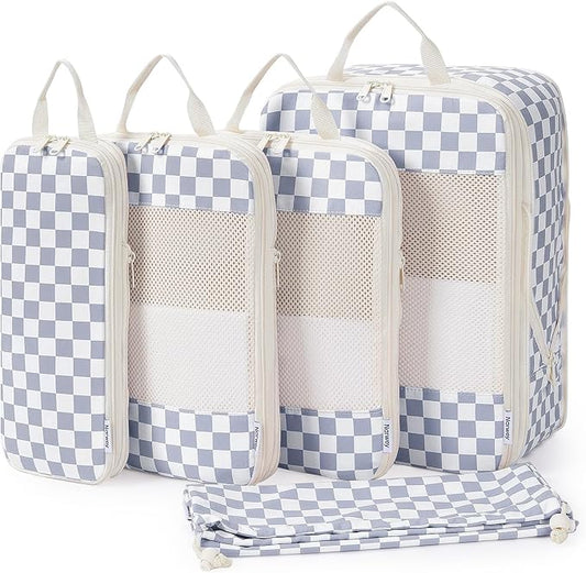 Narwey 6 Set/5 Set Compression Packing Cubes for Travel Kids Women Carry on, Packing Organizers Bag for Backpack Luggage Suitcase Duffle Bags