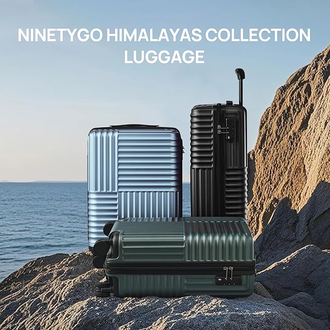 NINETYGO Carry On Luggage 22x14x9 Airline Approved, 20 Inch Luggage with Smooth Double Spinner Wheels, Hard Shell PC+ABS Suitcase Carry-On, Lightweight Travel Luggage, TSA Approved (Blue, Himalayas)