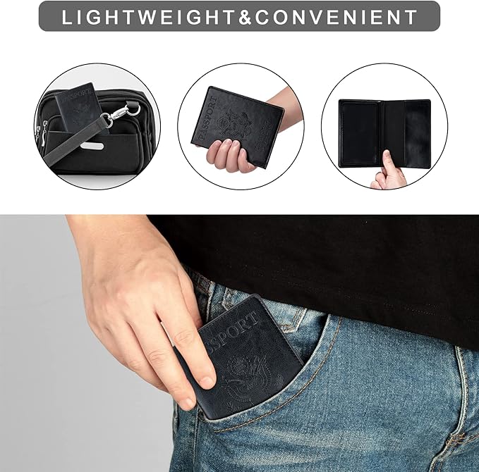 Honmein 2 Pcs Passport holders，Ultra Slim passport wallet，PU Leather Passport Cover Case for Women and Men